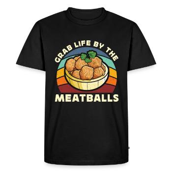 Boulettes de viande Grab Life par les boulettes de viande Cuisinier italien - T-shirt Premium bio Homme - noir - Devant - Nico (187cm)