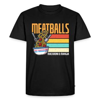 Boulettes de viande Macaroni & Mangia Rétro Italiens Foodies - T-shirt Premium bio Homme - noir - Devant - Nico (187cm)
