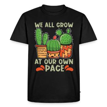 Succulente Nous cultivons tous à notre propre rythme Aime le jardinage - T-shirt Premium bio Homme - noir - Devant - Nico (187cm)