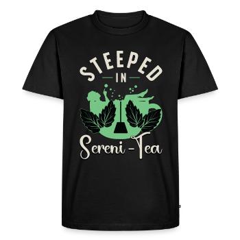 Tisane infusée dans une tasse de thé à base de sérénerie-thé - T-shirt Premium bio Homme - noir - Devant - Nico (187cm)