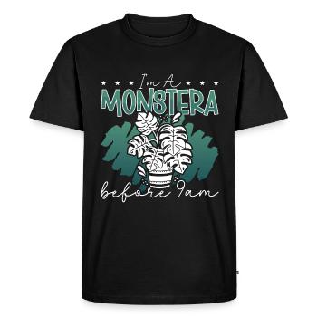 Monstera I’m A Monstera Avant 9h Plantes d’intérieur - T-shirt Premium bio Homme - noir - Devant - Nico (187cm)