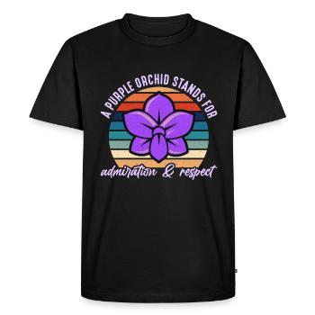 Orchids A Purple Orchid Stands Retro Horticulture - Men's Premium Organic T-Shirt - black - Front - Nico (187cm)