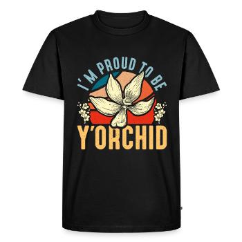 Orchids I'm Proud To Be Y'Orchid Botanical Garden - Men's Premium Organic T-Shirt - black - Front - Nico (187cm)