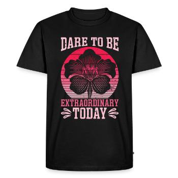 Orchids Dare To Be Extraordinary Today Botanical - Men's Premium Organic T-Shirt - black - Front - Nico (187cm)
