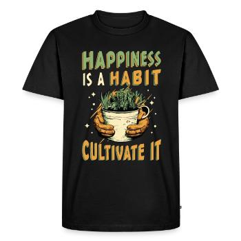 Houseplants Happiness Is A Habit Cultivate Florist - Men's Premium Organic T-Shirt - black - Front - Nico (187cm)