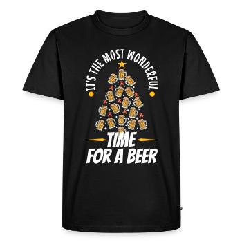 C’est le moment le plus merveilleux pour une bière - T-shirt Premium bio Homme - noir - Devant - Nico (187cm)