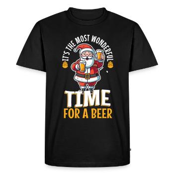 C’est le moment le plus merveilleux pour une bière - T-shirt Premium bio Homme - noir - Devant - Nico (187cm)