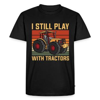 Moissonneuse-batteuse Je joue toujours avec la vie d’agriculteur de tracteur - T-shirt Premium bio Homme - noir - Devant - Nico (187cm)