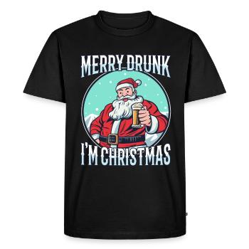 Merry drunk I'm Christmas - Men's Premium Organic T-Shirt - black - Front - Nico (187cm)