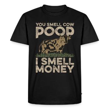 Élevage de bétail Vous sentez le caca de vache Je sens l’agriculteur - T-shirt Premium bio Homme - noir - Devant - Nico (187cm)