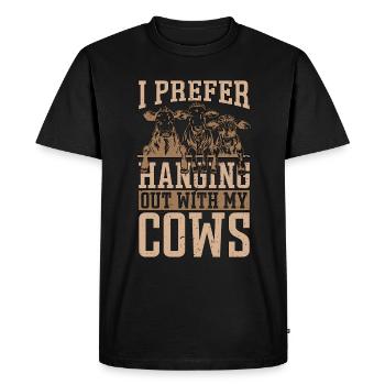 Élevage de bovins Je préfère passer du temps avec un agriculteur - T-shirt Premium bio Homme - noir - Devant - Nico (187cm)