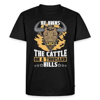 Élevage bovin Il possède le bétail sur les animaux de la ferme - T-shirt Premium bio Homme - noir - Devant - Nico (187cm)