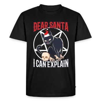 Cher Père Noël, je peux t’expliquer - T-shirt Premium bio Homme - noir - Devant - Nico (187cm)