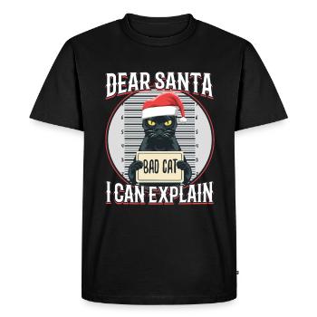 Cher Père Noël, je peux t’expliquer - T-shirt Premium bio Homme - noir - Devant - Nico (187cm)