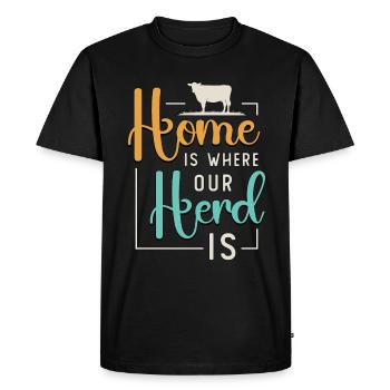 La maison d’élevage de bétail est l’endroit où notre troupeau est fermier - T-shirt Premium bio Homme - noir - Devant - Nico (187cm)