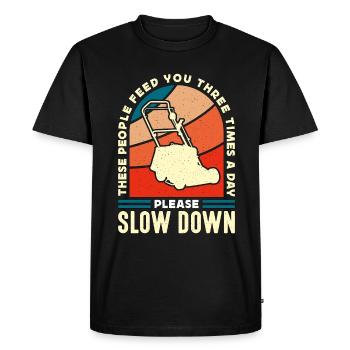 Mower These People Feed You Three Lawn Tractor - Men's Premium Organic T-Shirt - black - Front - Nico (187cm)