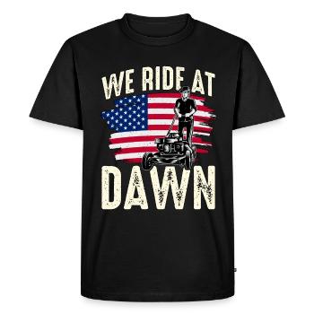 Mower We Ride At Dawn Mowing Chillin' Lawn Mowing - Men's Premium Organic T-Shirt - black - Front - Nico (187cm)