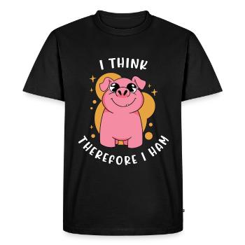 Pig Farming I Think Therefore I Ham Pig Breeding - Men's Premium Organic T-Shirt - black - Front - Nico (187cm)