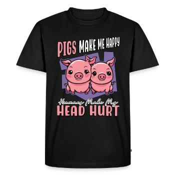 Pig Farming Pigs Make Me Happy Humans Livestock - Men's Premium Organic T-Shirt - black - Front - Nico (187cm)