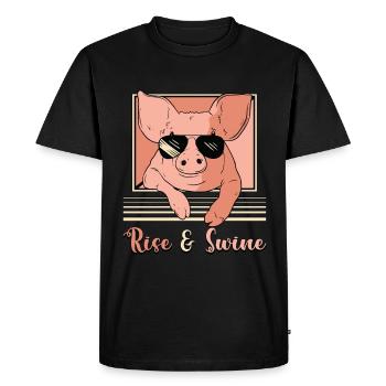 Pig Farming Rise & Swine Farm Animals Livestock - Men's Premium Organic T-Shirt - black - Front - Nico (187cm)