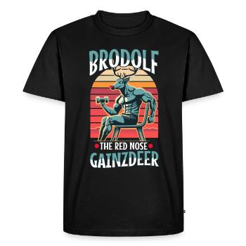 Brodolf The Red Nose Gainzdeer - Men's Premium Organic T-Shirt - black - Front - Nico (187cm)