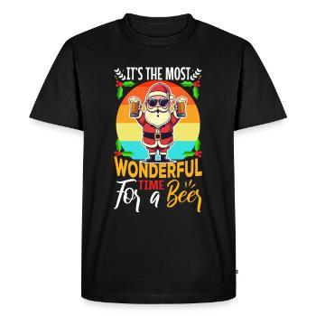 C’est le moment le plus merveilleux pour une bière - T-shirt Premium bio Homme - noir - Devant - Nico (187cm)
