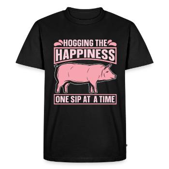 Pig Farming Hogging The Happiness One Pig Breeding - Men's Premium Organic T-Shirt - black - Front - Nico (187cm)