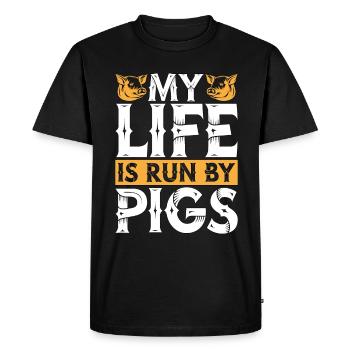 Pig Farming My Life Is Run By Pigs Farm Animals - Men's Premium Organic T-Shirt - black - Front - Nico (187cm)