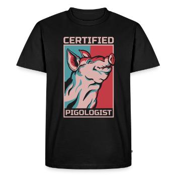 Pig Farming Certified Pigologist Livestock Farming - Men's Premium Organic T-Shirt - black - Front - Nico (187cm)