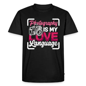 Drôle Photographie Photographe Photographe Cadeau - T-shirt Premium bio Homme - noir - Devant - Nico (187cm)