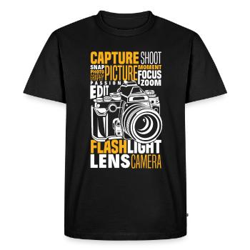 Drôle Photographie Photographe Photographe Cadeau - T-shirt Premium bio Homme - noir - Devant - Nico (187cm)