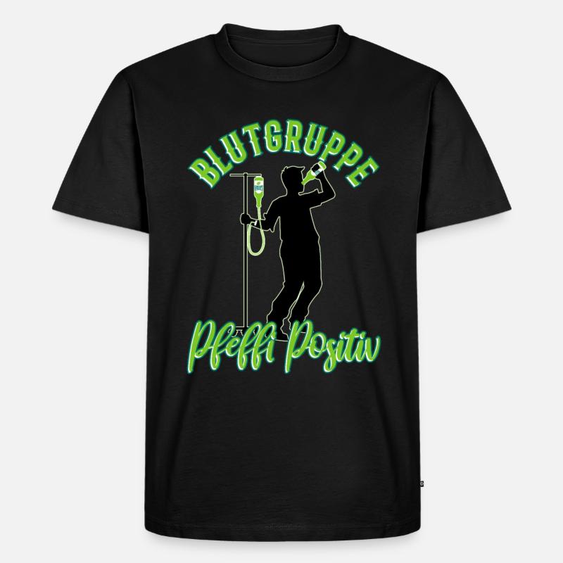 Blutgruppe Pfeffi Positiv - Männer Premium Bio T-Shirt - Schwarz