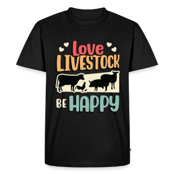 Éleveur de bétail Aimer le bétail Être heureux Agriculteurs - T-shirt Premium bio Homme - noir - Devant - Nico (187cm)