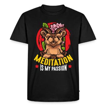 La méditation est ma passion, le yoga, la méditation, l’amour de la chèvre - T-shirt Premium bio Homme - noir - Devant - Nico (187cm)