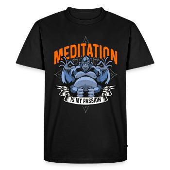 Meditation Is My Passion Meditate Gorilla Lover - Men's Premium Organic T-Shirt - black - Front - Nico (187cm)