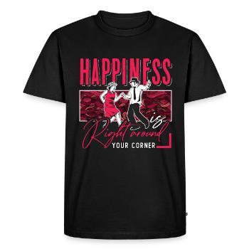 Danse carrée Le bonheur est juste Danse occidentale - T-shirt Premium bio Homme - noir - Devant - Nico (187cm)