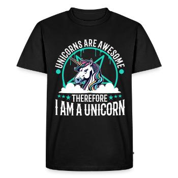 Unicorns are awesome therefore i am a unicorn - Men's Premium Organic T-Shirt - black - Front - Nico (187cm)
