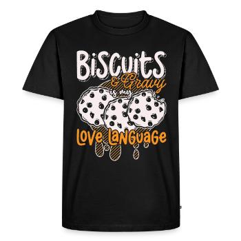 Les biscuits et la sauce sont mon amour Langue Cuisine du Sud - T-shirt Premium bio Homme - noir - Devant - Nico (187cm)