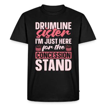 Drumline Sister Je suis juste là pour le joueur de batterie - T-shirt Premium bio Homme - noir - Devant - Nico (187cm)