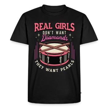Les vraies filles de drumline ne veulent pas de diamants - T-shirt Premium bio Homme - noir - Devant - Nico (187cm)