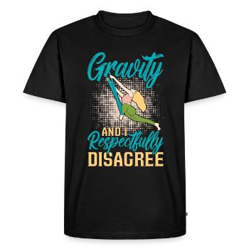 Gravité aérienne et moi respectueusement le yoga aérien - T-shirt Premium bio Homme - noir - Devant - Nico (187cm)
