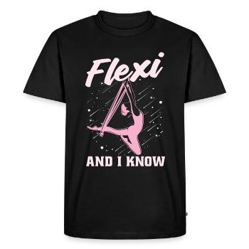 Acrobate Flexi Et Je sais qu’Il Aime Les Sports Aériens - T-shirt Premium bio Homme - noir - Devant - Nico (187cm)