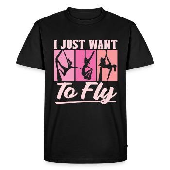 Acrobate aérienne Je veux juste voler Air Yoga Acrobates aériens - T-shirt Premium bio Homme - noir - Devant - Nico (187cm)