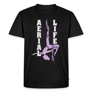 La vie aérienne aime les acrobates aériens en soie - T-shirt Premium bio Homme - noir - Devant - Nico (187cm)