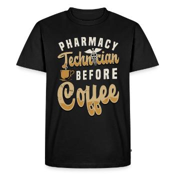 Pharmacy Technician Before Medication Coffee Lover - Men's Premium Organic T-Shirt - black - Front - Nico (187cm)