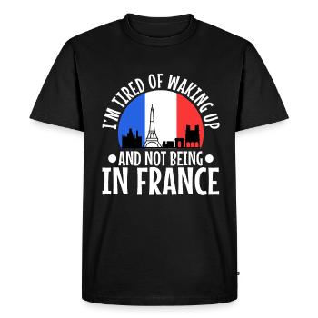 J’en ai marre de me réveiller et de ne pas être en France - T-shirt Premium bio Homme - noir - Devant - Nico (187cm)
