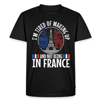 J’en ai marre de me réveiller et de ne pas être en France - T-shirt Premium bio Homme - noir - Devant - Nico (187cm)