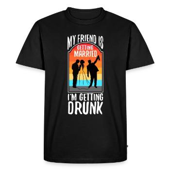 Mon ami se marie, je me saoule - T-shirt Premium bio Homme - noir - Devant - Nico (187cm)