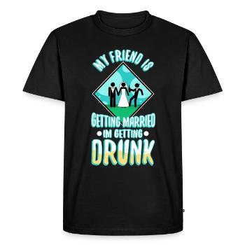 Mon ami se marie, je me saoule - T-shirt Premium bio Homme - noir - Devant - Nico (187cm)