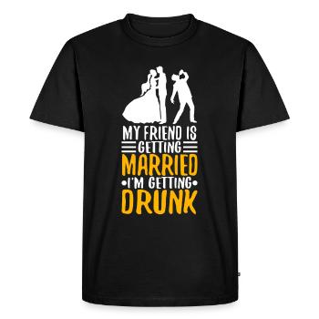 Mon ami se marie, je me saoule - T-shirt Premium bio Homme - noir - Devant - Nico (187cm)